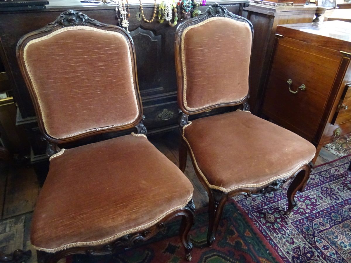 Pair 19th century rosewood side chairs